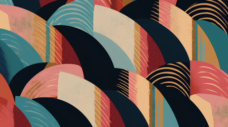 Seamless pattern with abstract geometric shapes. Hand drawn vector illustration.の素材