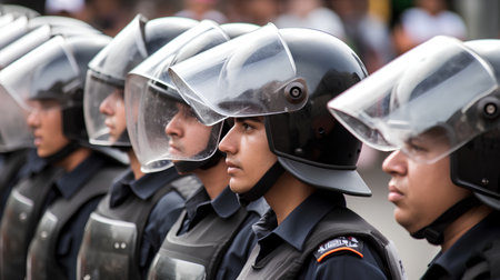 Thai police in the parade in Chiang Mai, Thailand.の素材