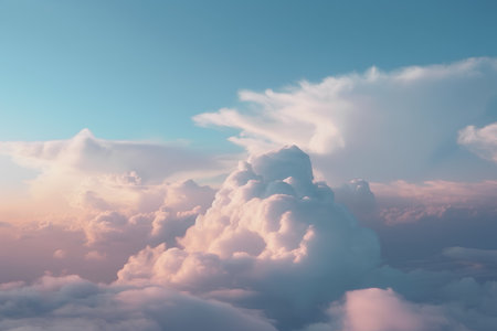 Aerial view of beautiful cloudscape at sunset. 3d renderの素材