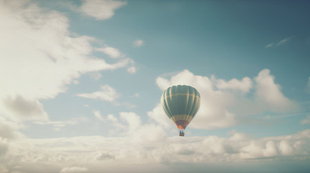 Hot air balloon flying in the blue sky. 3D Renderingの素材