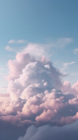 Beautiful clouds in the sky at sunset. 3d render illustrationの素材