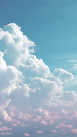 Blue sky background with tiny clouds. Nature composition. 3d illustrationの素材