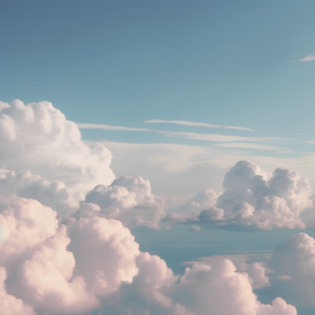Beautiful clouds on the blue sky background. Cloudy sky backgroundの素材