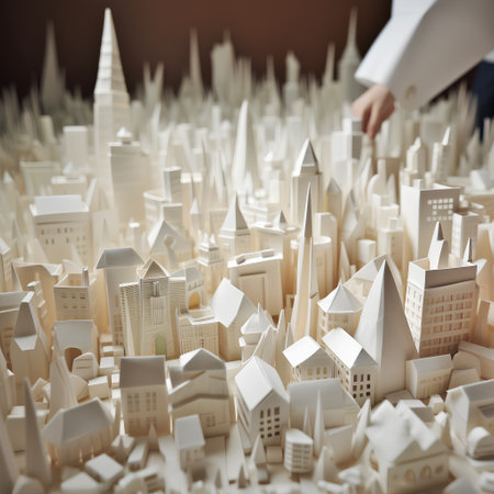 Miniature model of a city, 3d render, selective focusの素材
