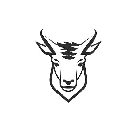 Goat head logo template vector icon illustration design on white background.の素材