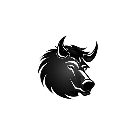 Bison head vector logo template. Wild animal head vector illustration.の素材