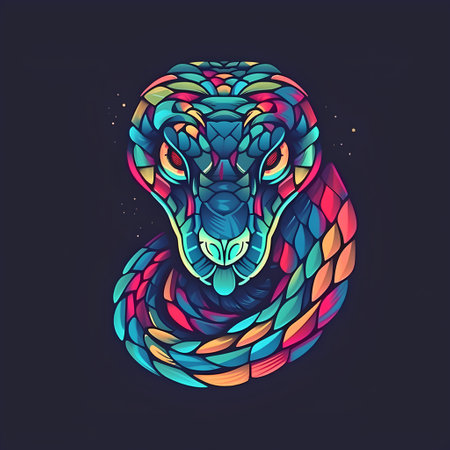 Colorful zodiac sign Capricorn isolated on dark background.の素材