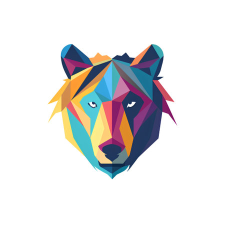 Lion head. Abstract polygonal animal. Vector illustration.の素材