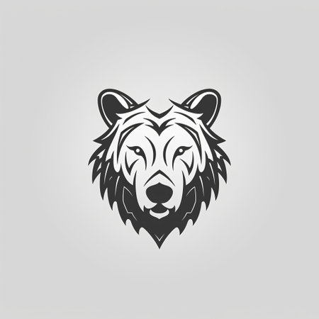 Lion head logo template. Vector illustration isolated on grey background.の素材