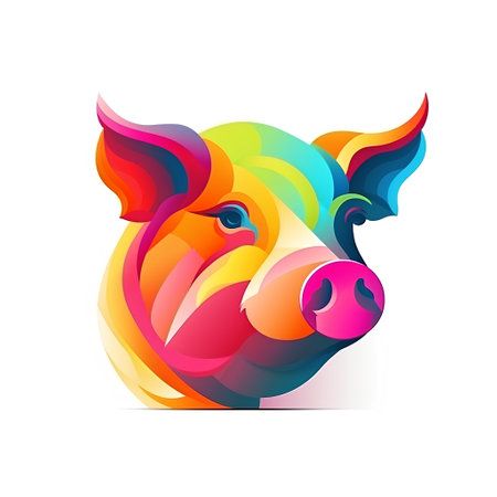 Colorful abstract pig isolated on a white background. Vector illustration.の素材