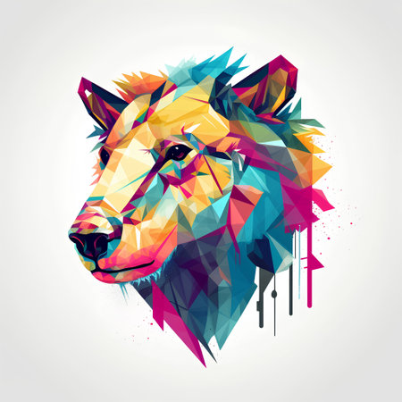 Lion head in polygonal style. Polygonal illustrationの素材