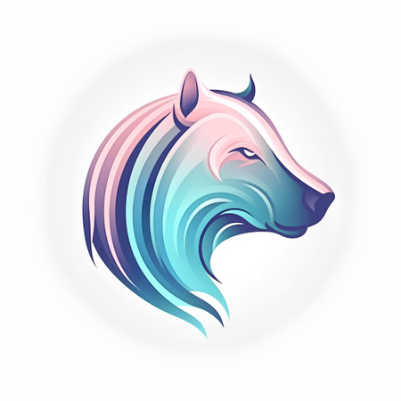 Horse head with blue and violet stripes. Vector illustration for your designの素材
