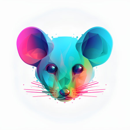 Colorful mouse head with abstract pattern on white background. Vector illustration.の素材