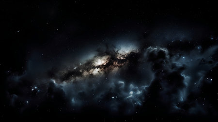Night sky with stars and nebula. Elements of this image furnished by NASAの素材