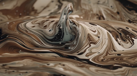 close up of a chocolate paint splashing on white background with copy spaceの素材