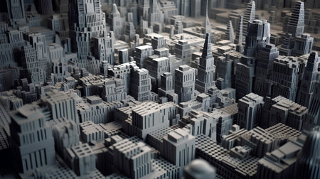 3d illustration of city skyscrapers, urban landscape, 3d renderの素材