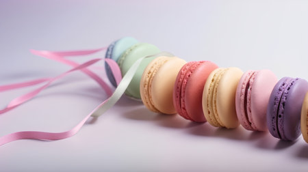 Colorful macaroons on a white background. Selective focus.の素材