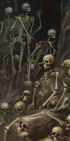 Human skeleton in the dark. Computer generated 3D photo rendering.の素材