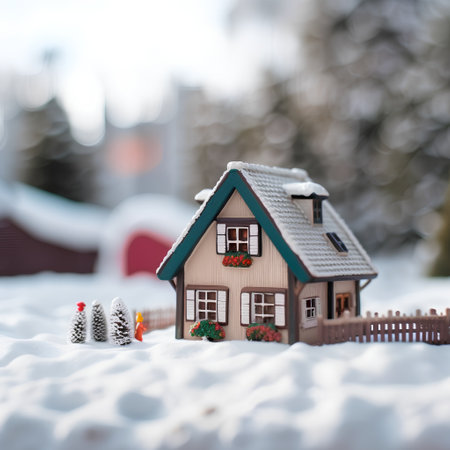 Miniature house in the snow. Christmas and New Year concept.の素材