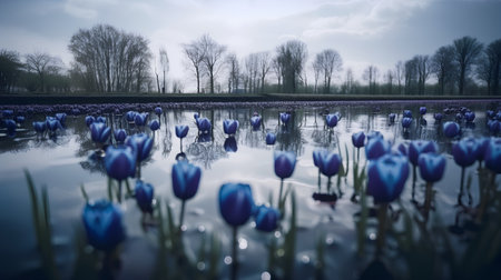 Tulip field in the Netherlands at the beginning of spring.の素材