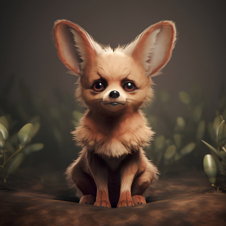 Funny little chihuahua puppy sitting on dark background.の素材