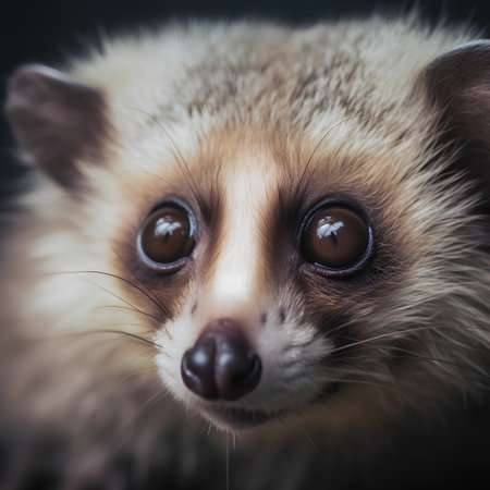 Portrait of a lemur on a dark background. Close-up.の素材