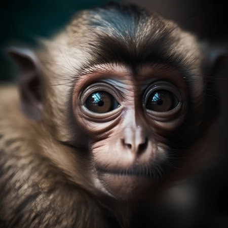 Portrait of a monkey in a zoo, close-up.の素材