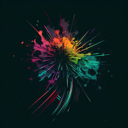 Colorful grunge paint splashes on black background. Vector illustration.の素材