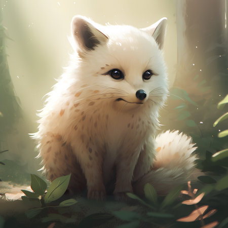 Vintage portrait of a cute fox in the forest. Animal theme.の素材