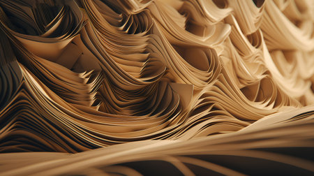 3d rendering of abstract background with golden waves. Futuristic background.の素材
