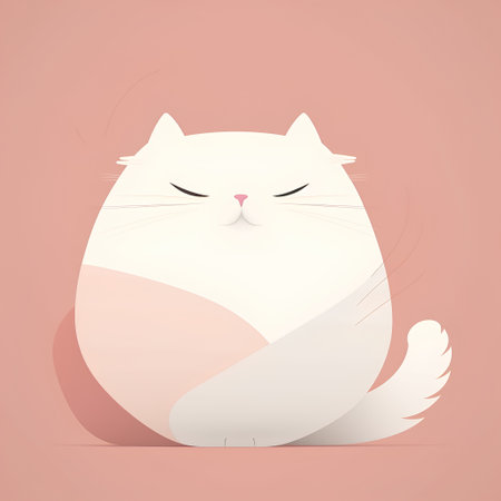 Cute white cat on pink background. Vector illustration. Eps 10の素材