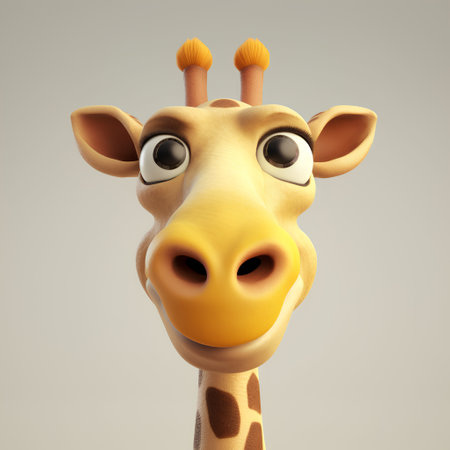 Giraffe head with eyes and mouth. 3d illustration.の素材