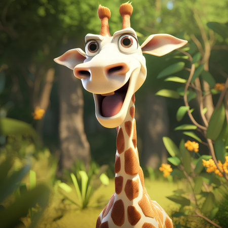 giraffe in the jungle. 3d illustration. eps 10の素材