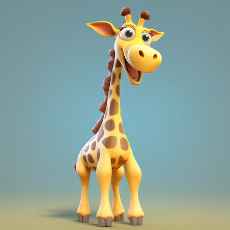 Cartoon giraffe with expression on his face - 3D Illustrationの素材