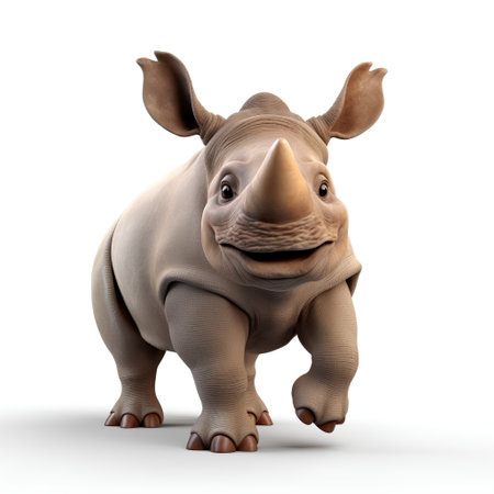 Rhinoceros isolated on a white background. 3D illustrationの素材