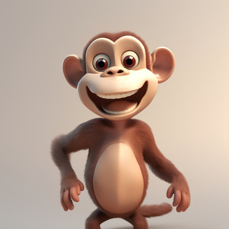Cute monkey with a smile on his face - 3D renderの素材