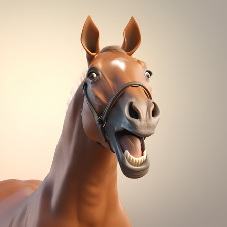 Portrait of a horse with a bridle. 3d renderingの素材