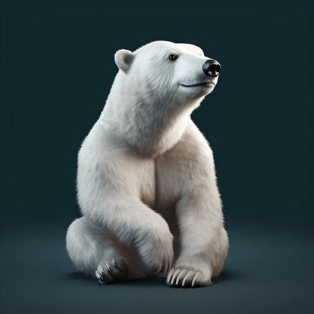 Polar bear sitting on dark blue background. 3D illustration.の素材