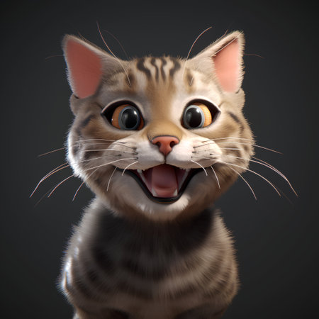 3D Illustration of a Kitten with a funny expression.の素材