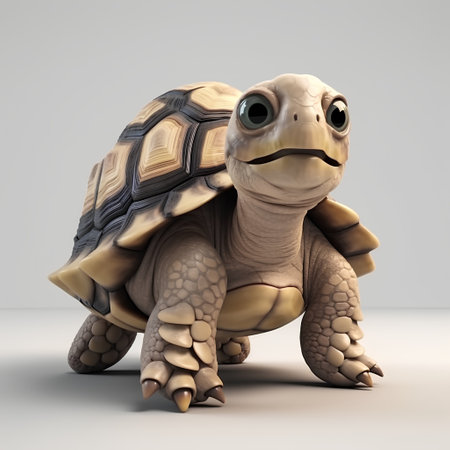 3d render of a tortoise on white background with shadow.の素材