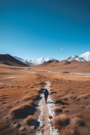 Hike in the Altai mountains. Ladakh, India.の素材