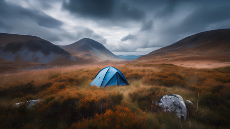 Camping on the top of a mountain in Scotland, UK.の素材