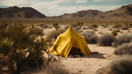 Tent in Joshua Tree National Park, California, United States.の素材