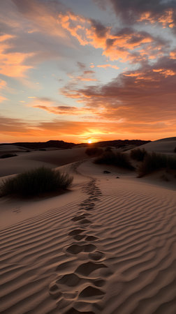 Sunset in the sand dunes of Maspalomas Gran Canariaの素材