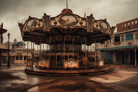 Old carousel in the old town of Belgrade, Serbia.の素材