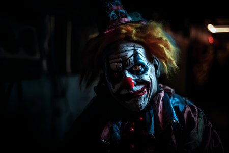 Portrait of a scary clown in the dark. Halloween. Horror.の素材