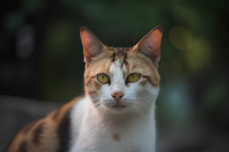 Portrait of a beautiful cat in the garden. Selective focus.の素材