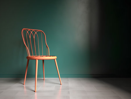 3d rendering of an old chair in a room with green wallの素材