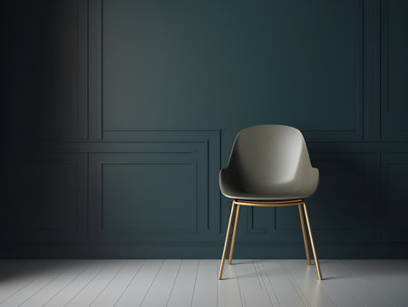 Black chair in a dark room with black walls. 3D renderingの素材