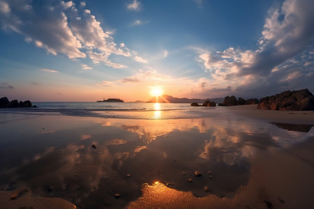 Beautiful seascape. Sunset over the sea. Thailand.の素材
